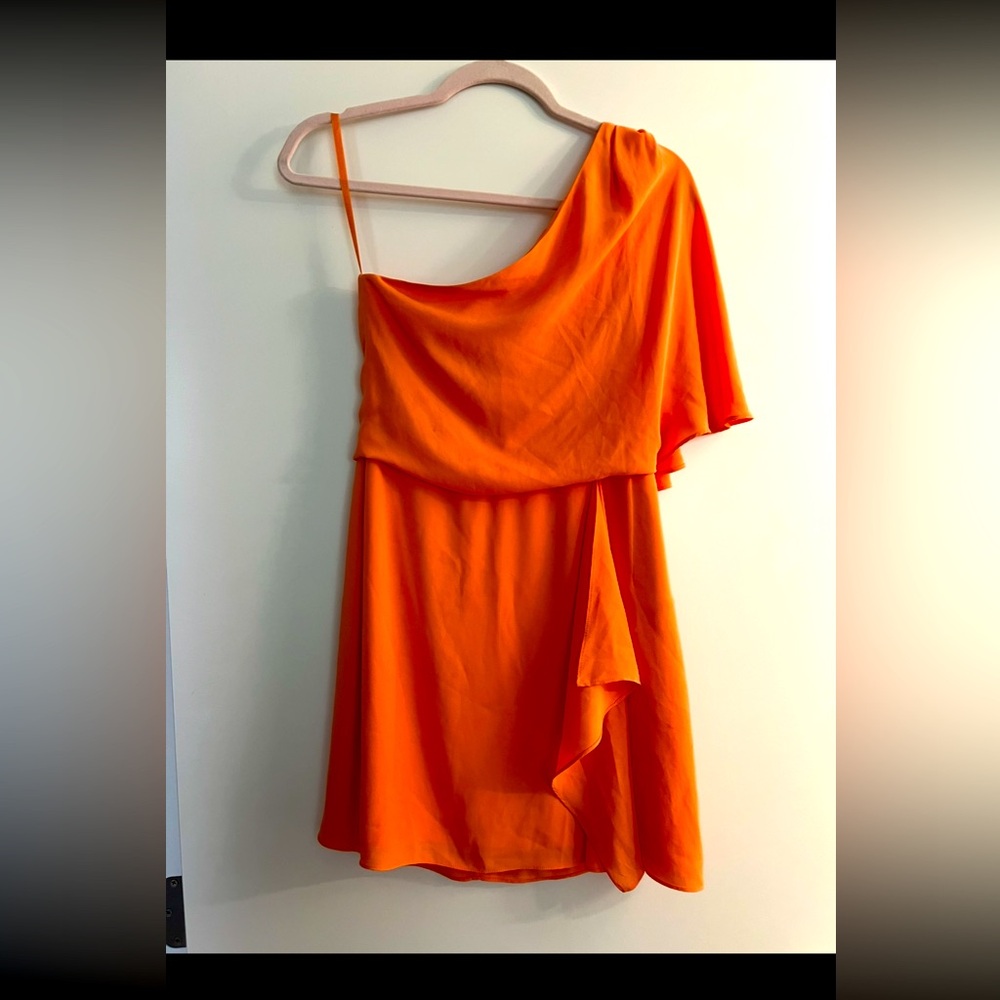 BCBG Max Azria Orange One-Shoulder Dress